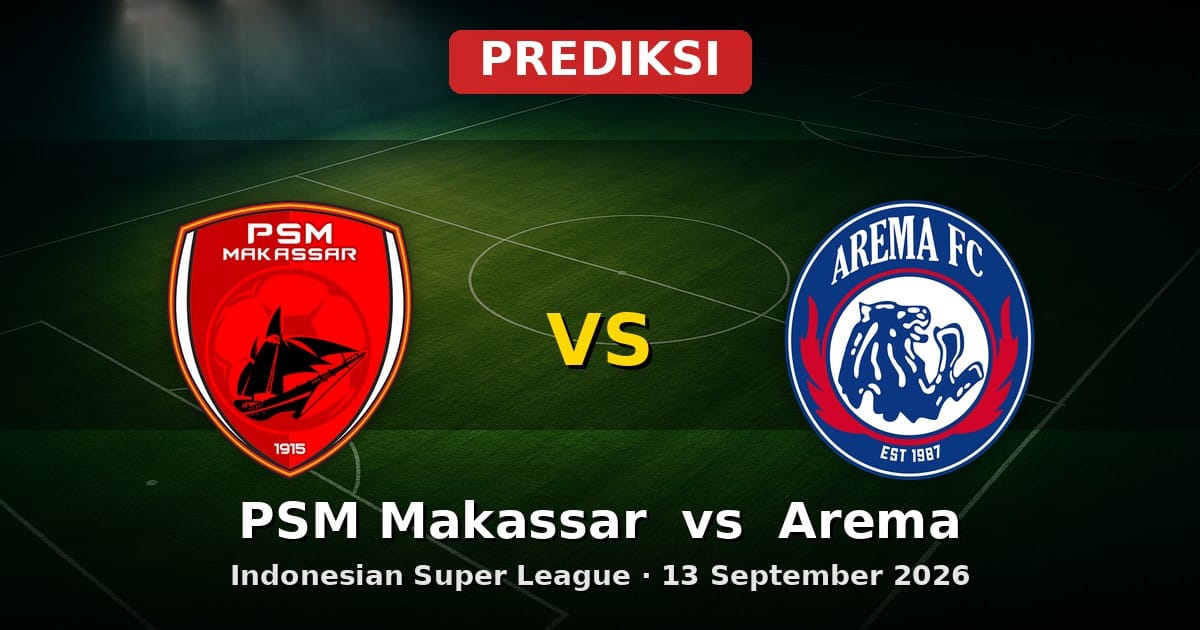 Prediksi PSM Makassar vs Arema Indonesian Super League 13 Sept 2026
